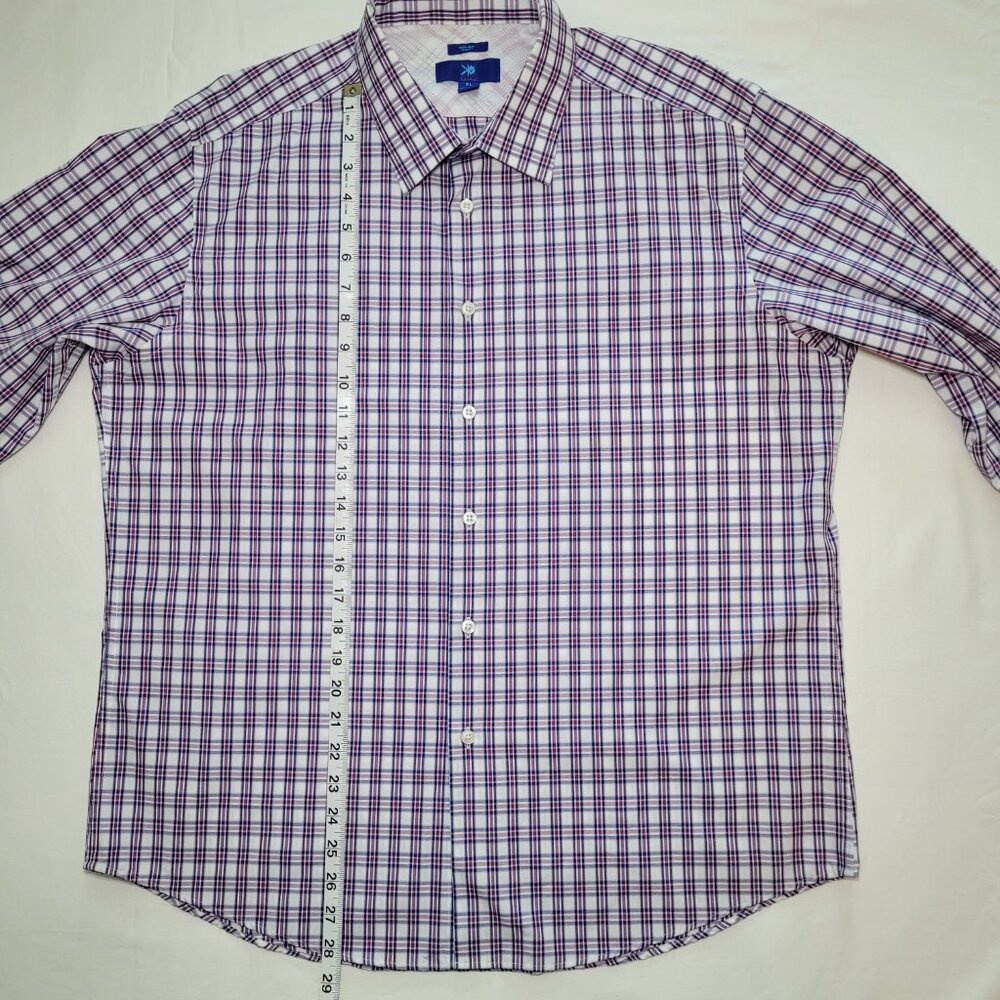Egara Mens Non-Iron Slim Fit Plaid Dress Shirt XL Preppy Academia - Picture 6 of 7
